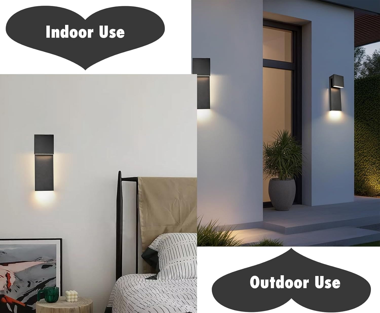 Claxy Modern Outdoor Wall Sconce Waterproof Matte Black Wall Light Exterior-LED Anti Rust Porch Lights Wall Lighting Outside Lights Fixture Warm Light for Garage,Balcony,Backyard