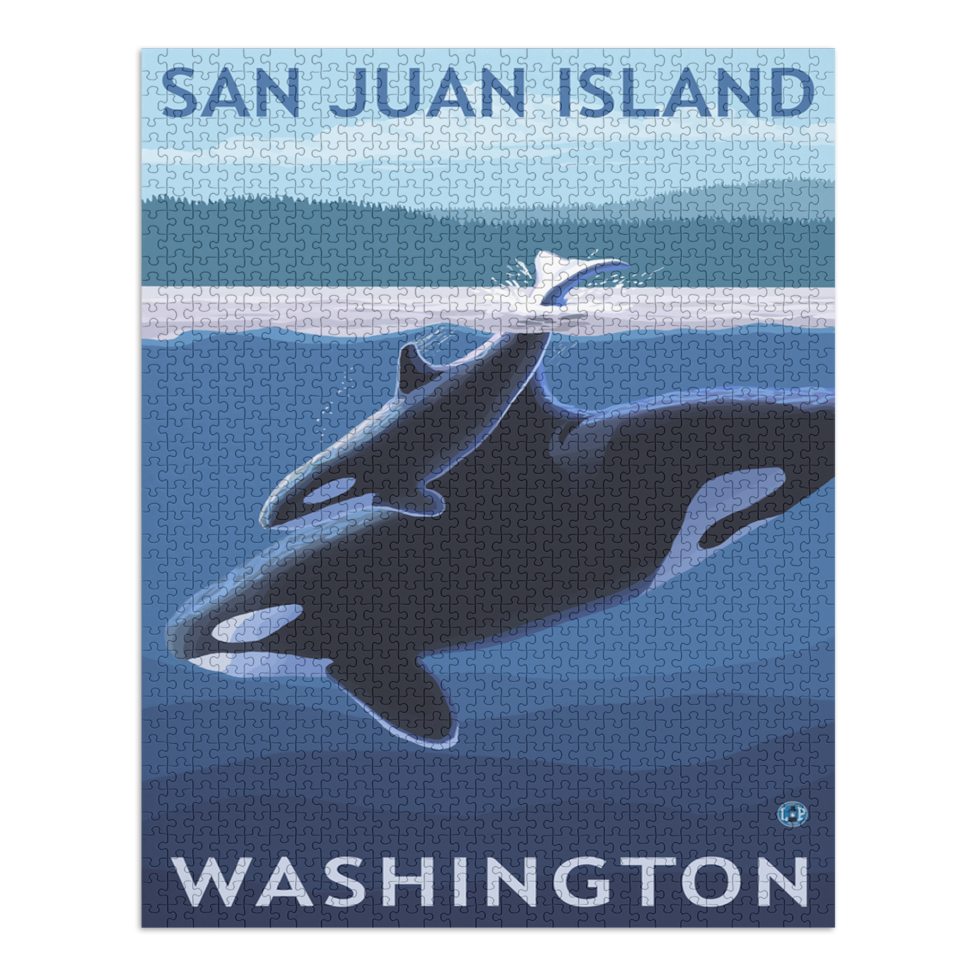 San Juan Island, Washington, Orca and Calf (1000 Piece Puzzle, Size 19x27, Challenging Jigsaw Puzzle for Adults and Family, Made in USA) - image 2 of 4