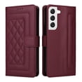 thumbnail image 2 of Compatible with Samsung Galaxy S21 FE Case, Premium Leather Wallet Book Case Magnetic Flip RFID Blocking Credit Card Holder Kickstand with Wrist Strap Shock Absorbing Case, Winered, 2 of 11