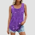thumbnail image 2 of GA WEIHUA Women's Summer Tank Tops Glitter Sparkle Printed Camis Trendy Pleated Front Loose Fit Tunics Casual Crewneck Flowy T Shirts Blouse(Multicolor,M), 2 of 5