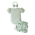 thumbnail image 4 of eczipvz Baby Girl Outfits 3-6 Months Infant Girl Clothes Romper Shorts Set Floral Summer Outfits Cute Baby Clothes Girl Mint Green,3-6 Months, 4 of 5