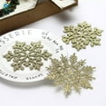 thumbnail image 2 of Deago Set of 36 Plastic Christmas Glitter Snowflake Ornaments Christmas Tree Decorations, 3.9-inch, Gold, 2 of 9