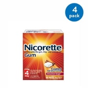 (4 pack) (4 Pack) Nicorette Nicotine Gum, Stop Smoking Aid, 2 mg, White Ice Mint Flavor, 100 count