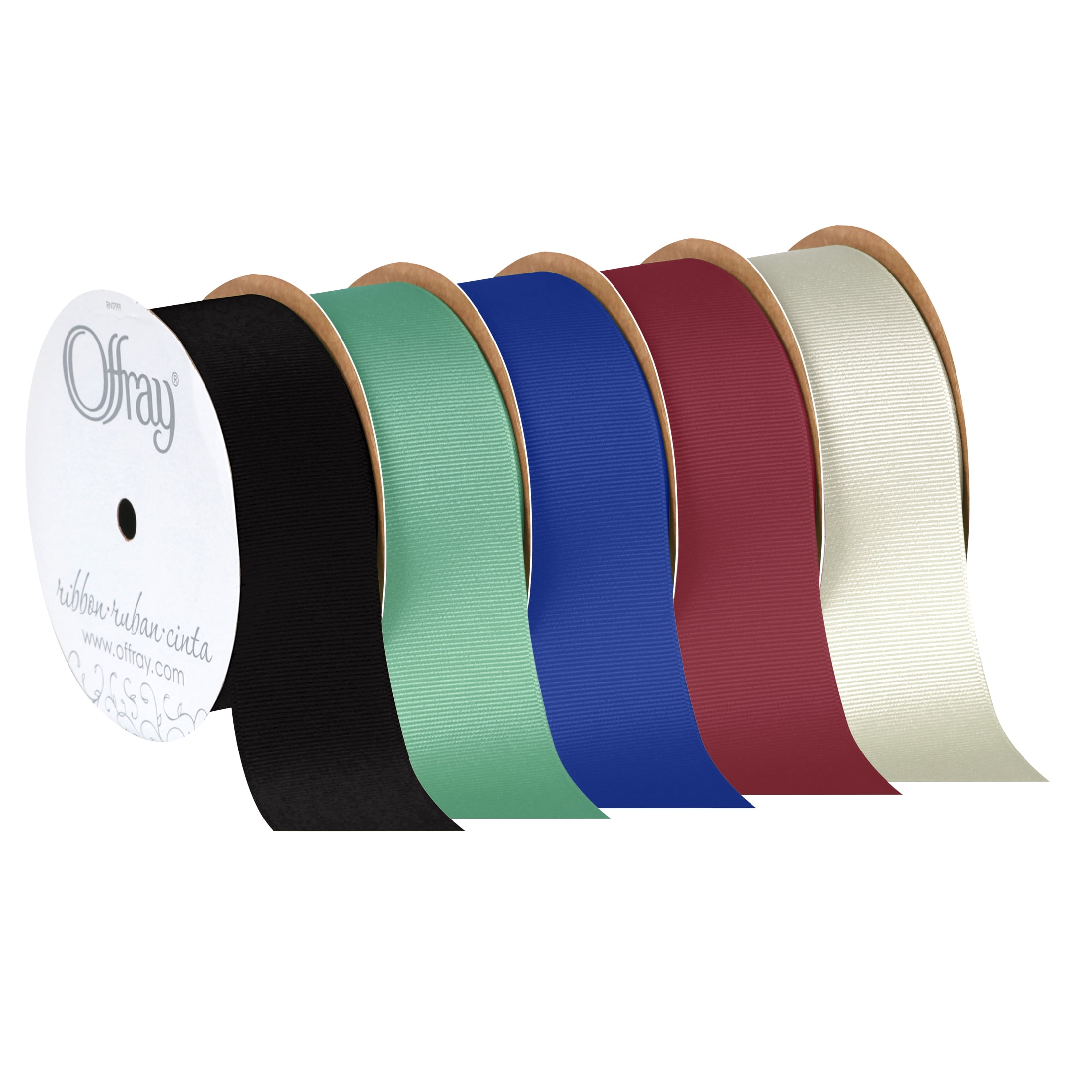 (4 pack) Offray Ribbon, Black 1 1/2 inch Grosgrain Polyester Ribbon, 12 feet