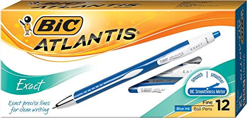 Atlantis Exact Retractable Ballpoint Pen, Blue Ink, .7mm, Fine, Dozen
