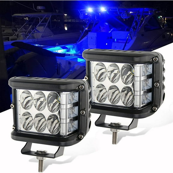 Marine Boat LED Spotlight Lights, Dual Color Light Bar Deck Spot Flood Beam for Fishing Pontoon Kayak Yacht Sailboat