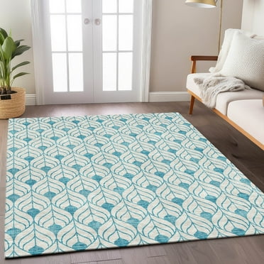 Addison Rugs Chantille Indoor/Outdoor Transitional Geometric Teal Washable Rectangle Rug, 8' x 10'