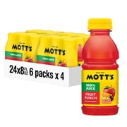 Mott's 100% Fruit Punch Juice, 8 fl oz, 24 Count Bottles (4 Packs of 6)
