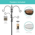 thumbnail image 3 of SSyao 91in 4-Hook Feeding Station, Steel Multi-Feeder Kit Stand for Attracting Wild Birds w/ 2 Bird Feeders, Mesh Tray, Bird Bath, 4-Prong Base-Black, 3 of 7