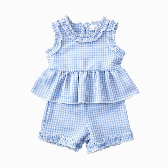 Leey-World Toddler Baby Girl Summer Clothes Outfit Funny Letter T Shirt Top Short Set Infant Girl Clothes 6 12 18 months 2T 3T Shorts Set(Blue,12-18 Months)