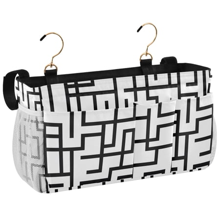 Ryvnso Bedside Caddy Line Pattern Bedside Storage Bag Hanging Organizer