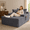 Gray, variant on 67" Corduroy Boneless Chaise Sofa for Living Room, 9.9'' Wide Armrest Lounge Chair, Indoor Oversized Sleeper Sofa, Deep Seat, 3 Soft Pillows Sofa Bed, No Assembly Required, White