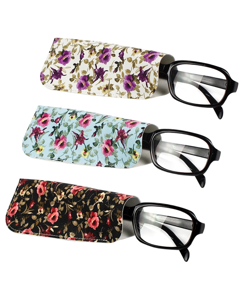[3 PACK], JAVOedge Floral Collections Soft Pouch Eyeglass Storage Case