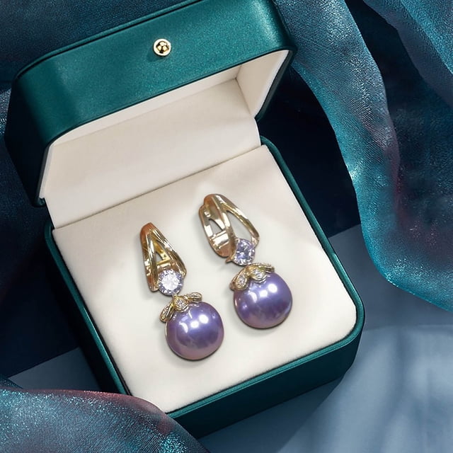 Fiudx Pendientes de Oro, Elegante Diseño En Forma de Lazo, Brillantes Detalles de Diamantes de Imitación, Cómodos Pendientes Colgantes Tipo Aro, para Uso Informal y Formal, Accesorio de Regalo para M