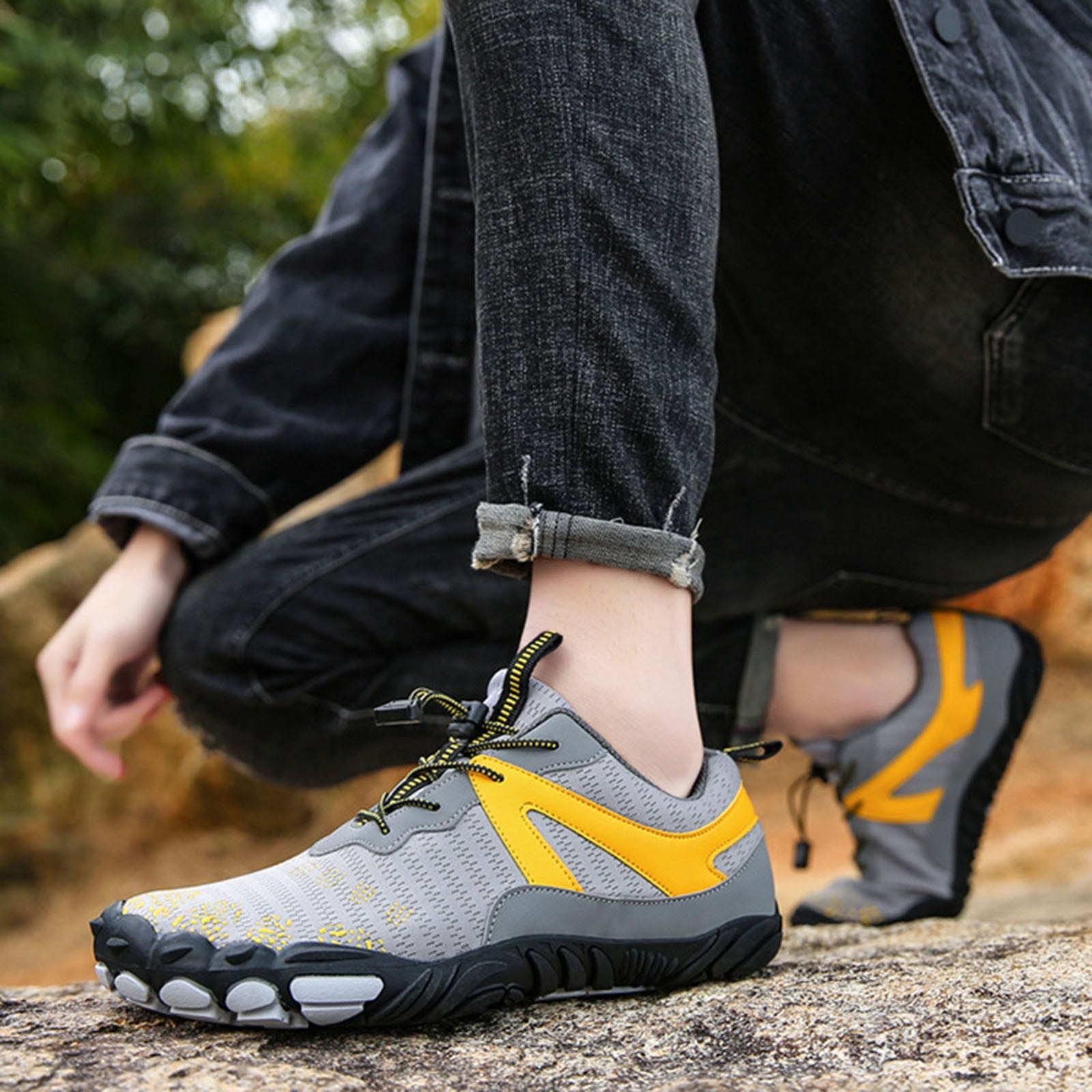 Womens Barefoot Quick Dry Water Hiking Shoes Breathable Lightweight Non Slip Trail Outdoor Athletic Sneakers Gray,Size 5.5