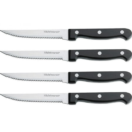 French Dinner Knife - Steak Knives - 4 Pc Superior Steak knives, Stainless Steel, Steak Knife for Chefs, Commercial Kitchen, - Great For BBQ, Weddings, Dinners, Parties, All Homes & Kitchens - By Kitch N’ Wares