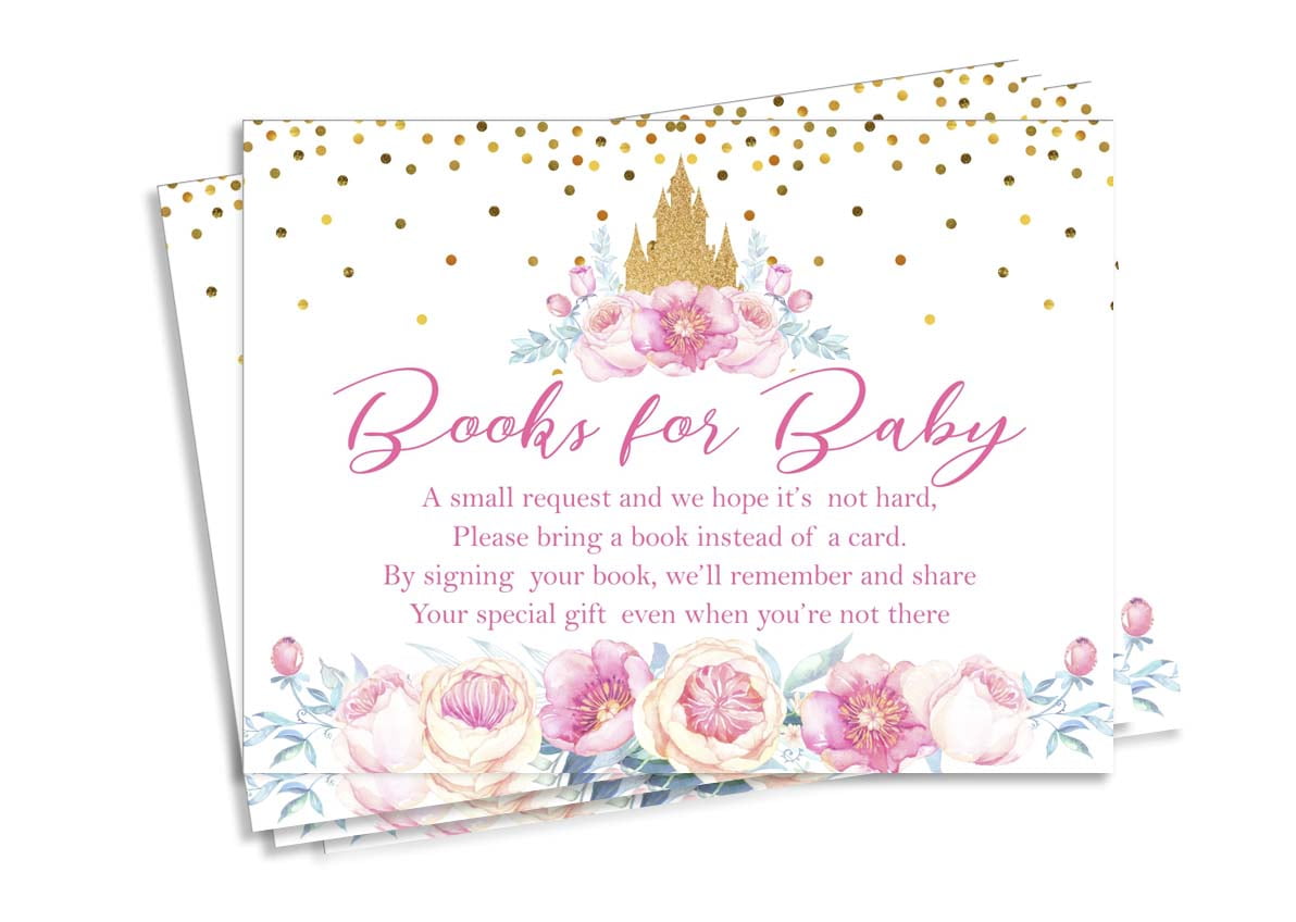 Inkdotpot 30Gender Reveal Princess Baby Shower Book Request Cards Bring A Book Instead Of A Card Baby Shower Invitations Inserts Games