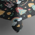 thumbnail image 3 of Black Princess Castle Rainbow Pattern Rectangle Tablecloth 60"x84",Waterproof Polyester Rectangle Table Cloth, Wipeable Spillproof Polyester Tablecloth for Dining, Camping, Indoor and Outdoor, 3 of 5