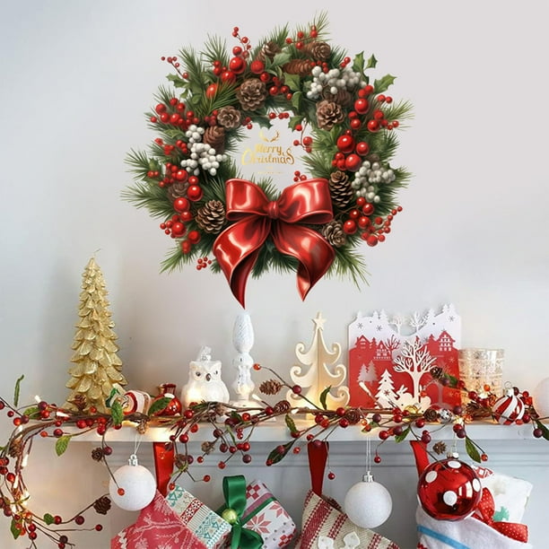 Adornos navideños, regalos navideños, guirnalda de pared para festivales, pegatinas de 30 cm, impermeables, fáciles de aplicar y eliminar, sin residuos, para sala de estar, dormitorio, decoración, peg
