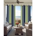 thumbnail image 6 of Navy Blue Green Striped Kitchen Curtains Modern Minimalist Ombre Lines Cafe Short Curtains for Bathroom Blackout Window Curtain Grommet Small Window Treatment Drapes for Bedroom Living Room 52"x45"x2, 6 of 9