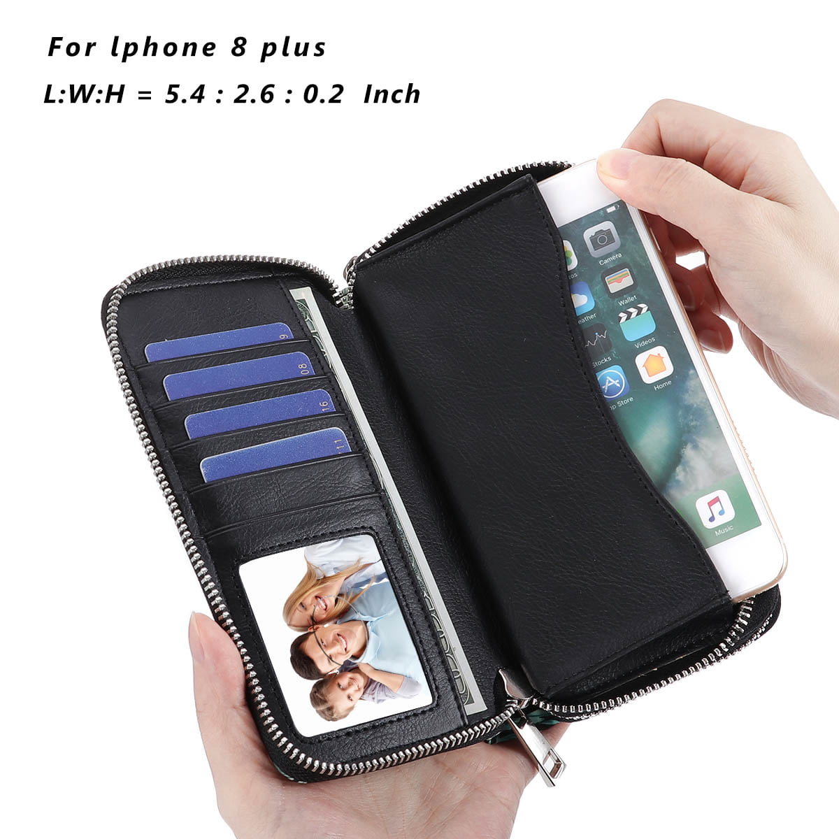 HAWEE Cellphone Wallet for Women Dual Zipper Long Purse with Removable Wristlet 