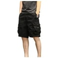 thumbnail image 2 of WREESH Men's Cargo Shorts Summer Fashion Solid Color Casual Shorts Multi-Pocket Cargo Shorts Outdoor Workout Shorts Black, 2 of 5