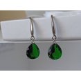 thumbnail image 2 of Genuine Natural Emerald Halo Dangle Drop Silver Earrings Silver Jewelry Gift, 2 of 3