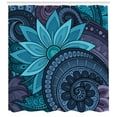 thumbnail image 2 of Vintage Tribal Shower Curtain, Continuous Flowers Doodle Blue Toned Composition Blossoming Nature, Fabric Bathroom Set with Hooks, 69W X 75L Inches Long, Sky Blue and Violet, by Ambesonne, 2 of 2