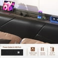 thumbnail image 4 of Aheaplus Queen Size Bed Frame with RGB LED Lights and Power Outlets, No Box Spring Needed Platform Bed with Storage Upholstered Headboard, 4 of 7