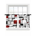 thumbnail image 2 of Abstract Lines Art Sheer Curtains 45 Inches Long 2 Panels Black Red Geometric Modern Texture Light Filtering Semi Sheer Window Curtains Drapes for Bedroom Living Room 52"x45", 2 of 7