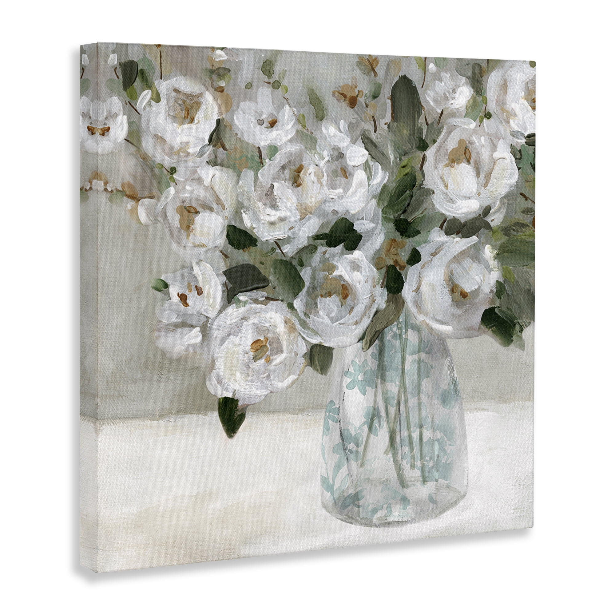 Stupell Industries Lovely Rose Still Life Plants & Flowers Painting Wrapped Canvas Art Print Wall Art, 17 x 17