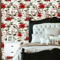 thumbnail image 2 of Peel and Stick Wallpaper 23.6in x 9.8ft Red Poinsettias Holly Leaves White Flowers Berries Holiday Floral Contact Paper Vinyl Self-Adhesive Removable Wall Paper for Bedroom Renter Friendly, 2 of 8
