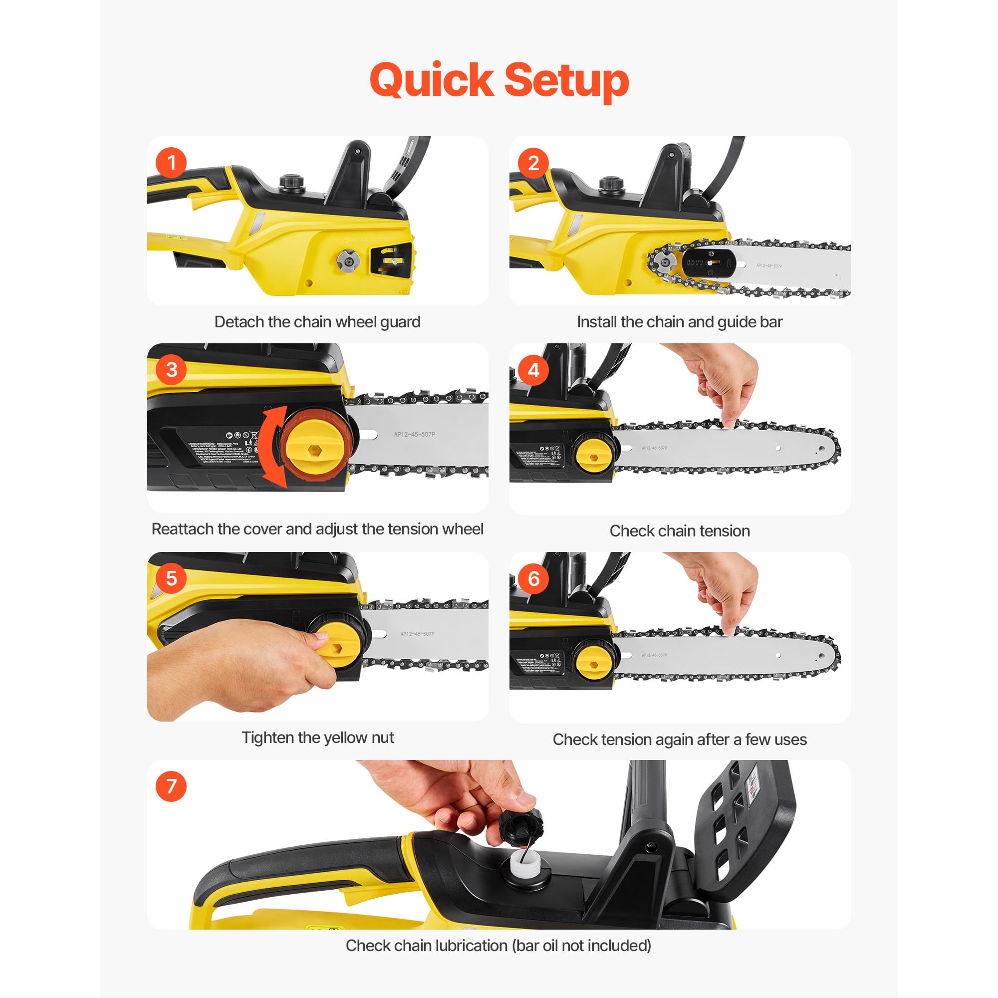 KFFKFF Cordless Chainsaw, 20V 12-Inch Brushless Electric Saw with 4.0Ah Battery and Fast Charger, Lightweight Tool for Tree Cutting, Woodwork, Pruning, and Trimming