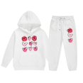thumbnail image 5 of LUOGENLI Outfits Girls' Jumpsuits Shorts Children Kids Boys and Girls Long Sleeve Letter Printed Lightweight Hoodie Sweatshirts and Long Pants Set Outfit White 12-13 Years, 5 of 7