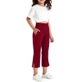 thumbnail image 5 of Miluxas Girls Capri Yoga Pants with Pockets Capris Leggings Dressy Casual Stretch Crop Lounge Straight Open Bottom Summer Red 8-9 Years, 5 of 8