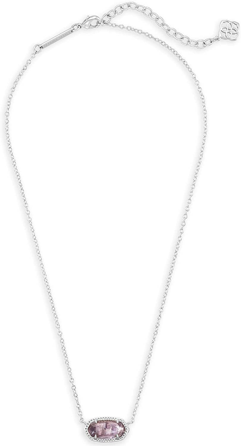 Kendra Scott Elisa Silver Pendant Necklace in Amethyst February -
