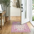 thumbnail image 2 of ODIKA 2'x3' Washable Doormat Bathroom Boho Vintage Oushak Rectangular Delicate Border Scroll for Entryway, Kitchen, Laundry Room, Non-Slip, Low Pile, 2 of 7