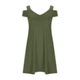 thumbnail image 6 of Summer Dresses for Women 2024 Plus Size Fashion V-neck Loose Solid Short Sleeve Strapless Mini Dress Womens plus $15 & under, 6 of 8