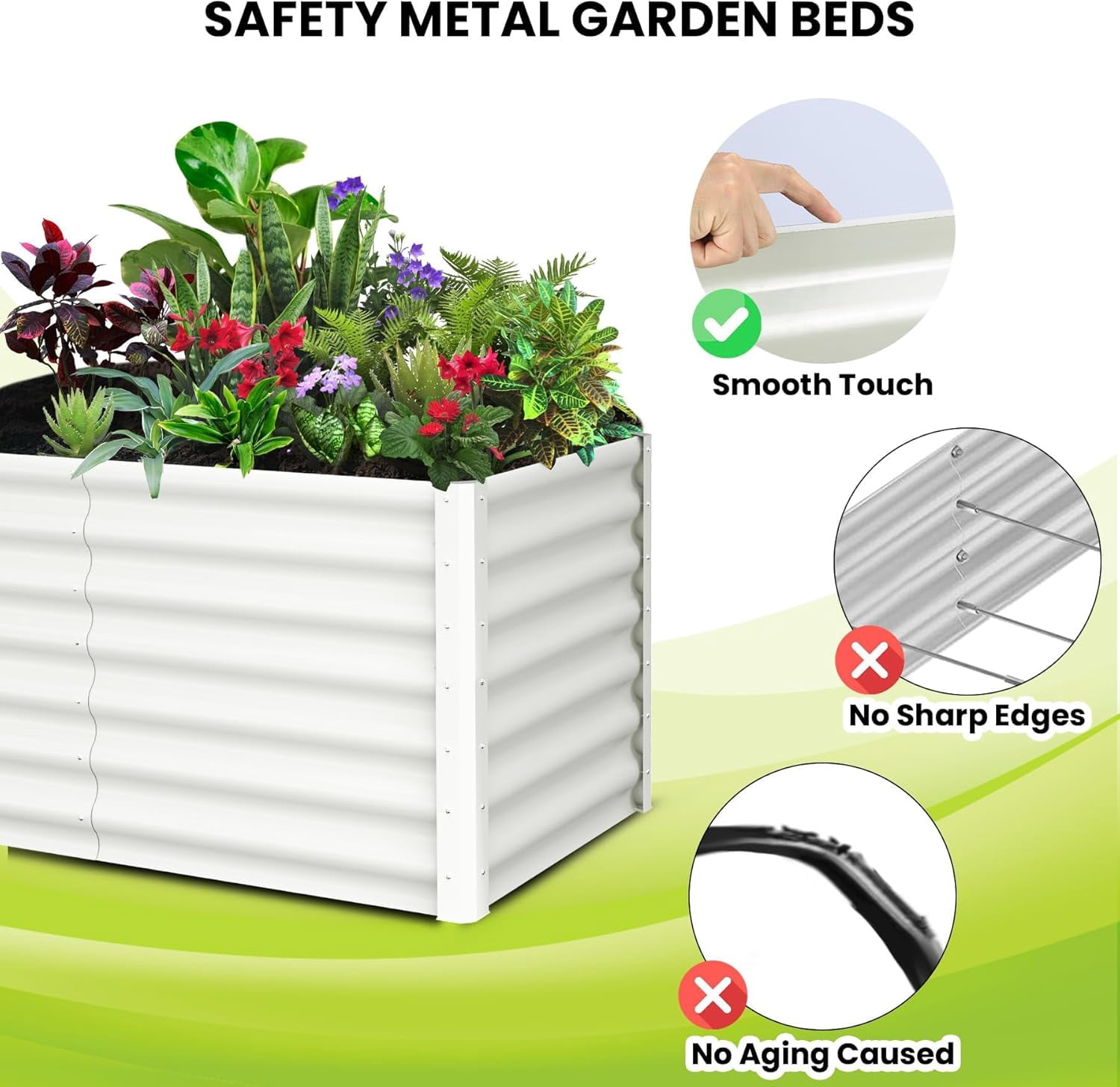 Lumiparty 2 Pack 6x3x2ft Metal Galvanized Raised Garden Bed, Ground Planter Box for Outdoor Vegetables Flowers, Beige
