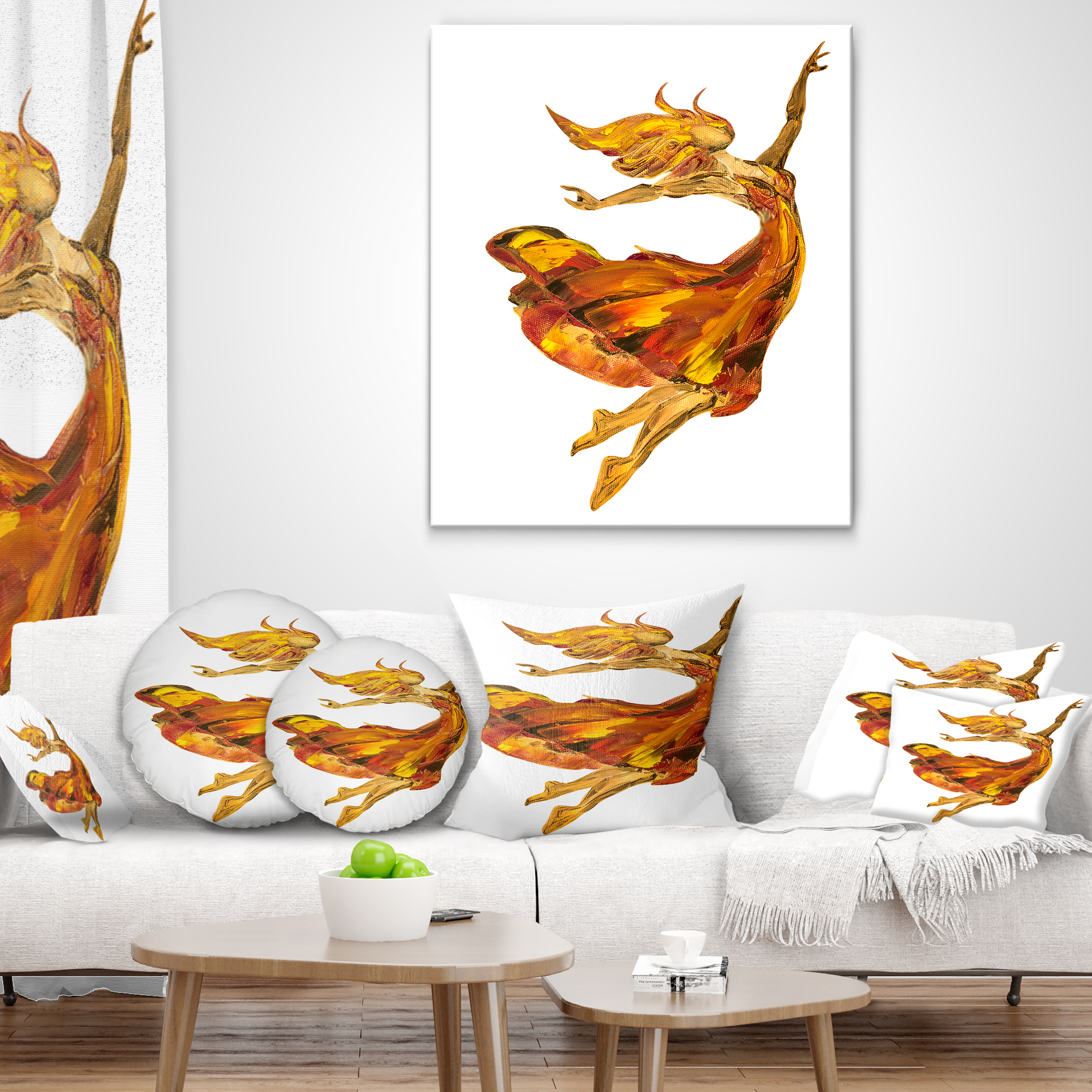 Designart Fire Ballerina - Portrait Throw Pillow - 16x16