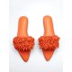 thumbnail image 1 of Women's Handmade Bead Embroidery Decorated Orange Canvas Fabric Fashionable Flat Comfortable Sandals For Outdoor, 1 of 4