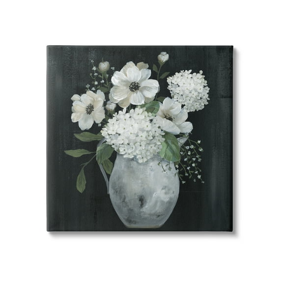 Stupell Industries Classic Flower Arrangement White Varied Hanging Petals Painting Gallery Wrapped Canvas Print Wall Art, Design by Nan
