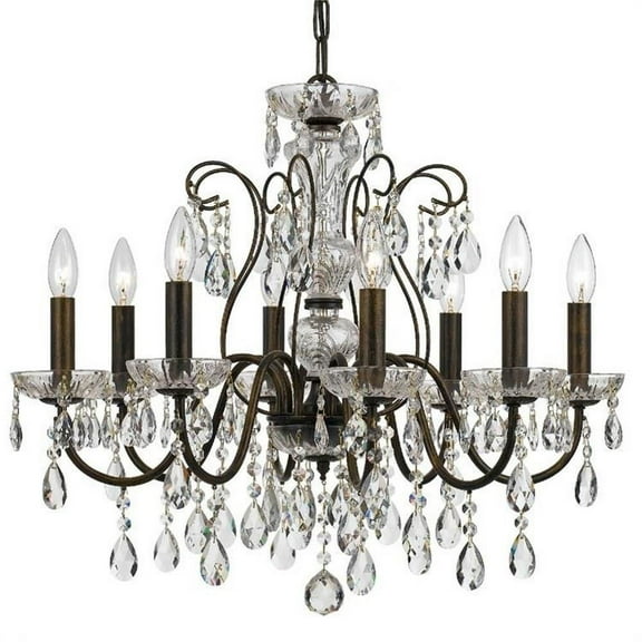 8 Light Chandelier in Minimalist Style 25.5 inches Wide By 22 inches High-Hand Cut Crystal Type-English Bronze Finish Bailey Street Home