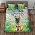 thumbnail image 2 of Belgian Malinois Hello Spring Time Flower Floral Nature Quilt Bedding Set Sheepdog Dog Lover Gifts 1 Blanket Bed Cover 2 Pillowcases - 02031, 2 of 5