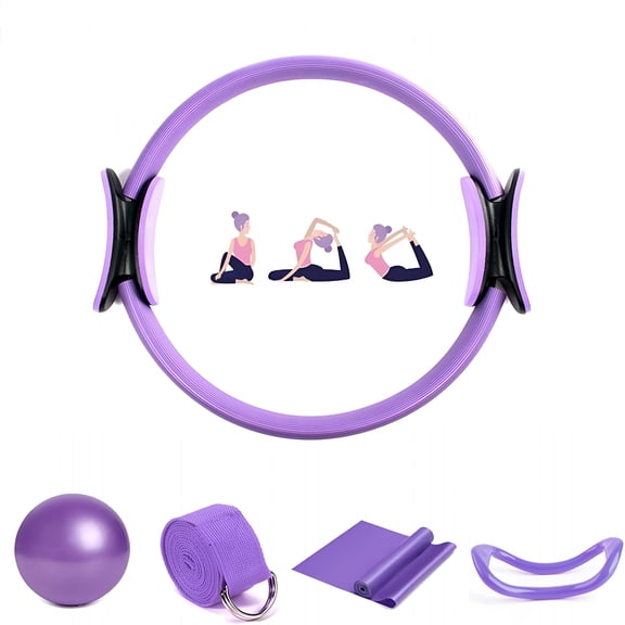 BESTSKY Pilates Essential Kit - 5-Piece Set with Resistance Bands, 25Cm Yoga Ring, Stretch Straps, Latex Pull Bands, and Yoga Ball for Full-Body Workout Pilates Set Equipment