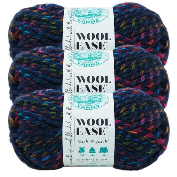 Lion Brand Yarn Wool-Ease Thick & Quick City Lights Super Bulky Acrylic, Wool Yarn 3 Pack