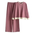 thumbnail image 2 of Itsame Womens 2 Piece Sets, Long Sleeve Knitted Tops Long Pants Sweater Outfits Pink Free Size, 2 of 3