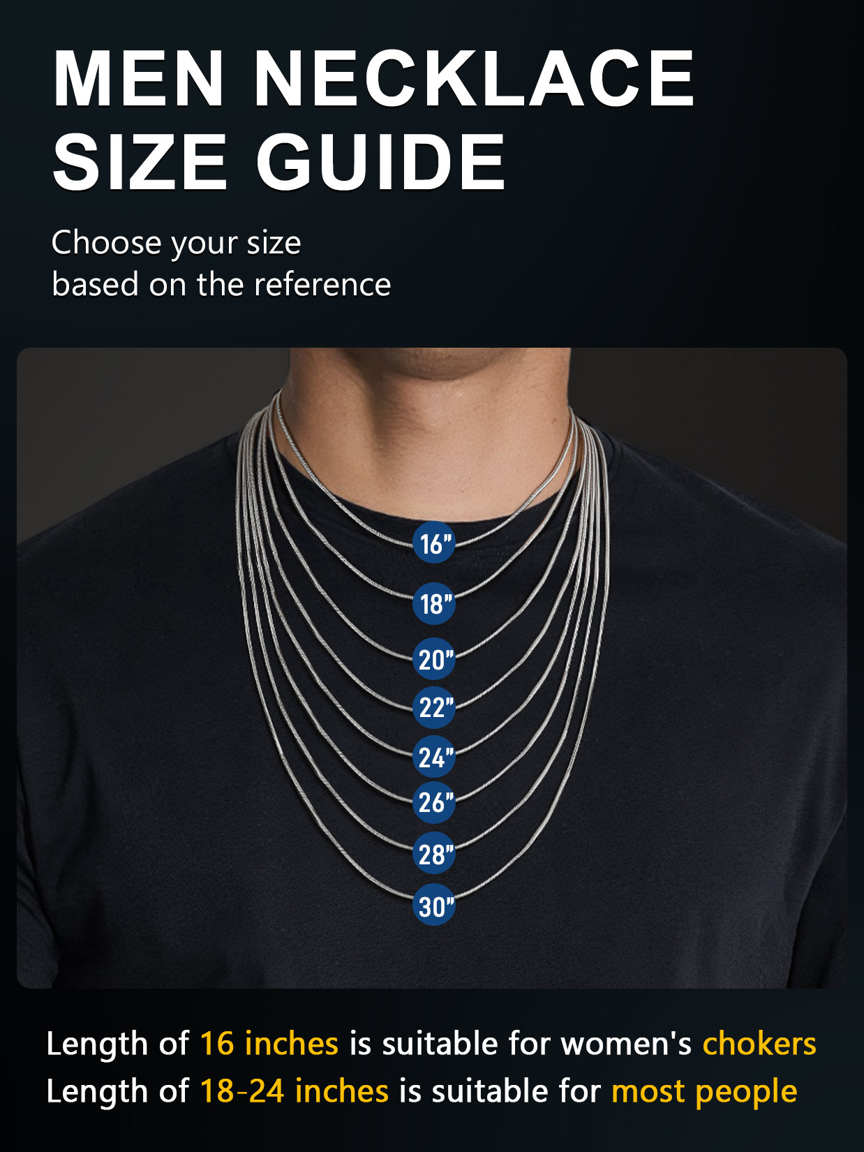 ChainsProMax Round Snake Chain for Men Women Stainless Steel Waterproof Necklace Chain for Pendant Fathers/Mothers Day Gift Dad Mom