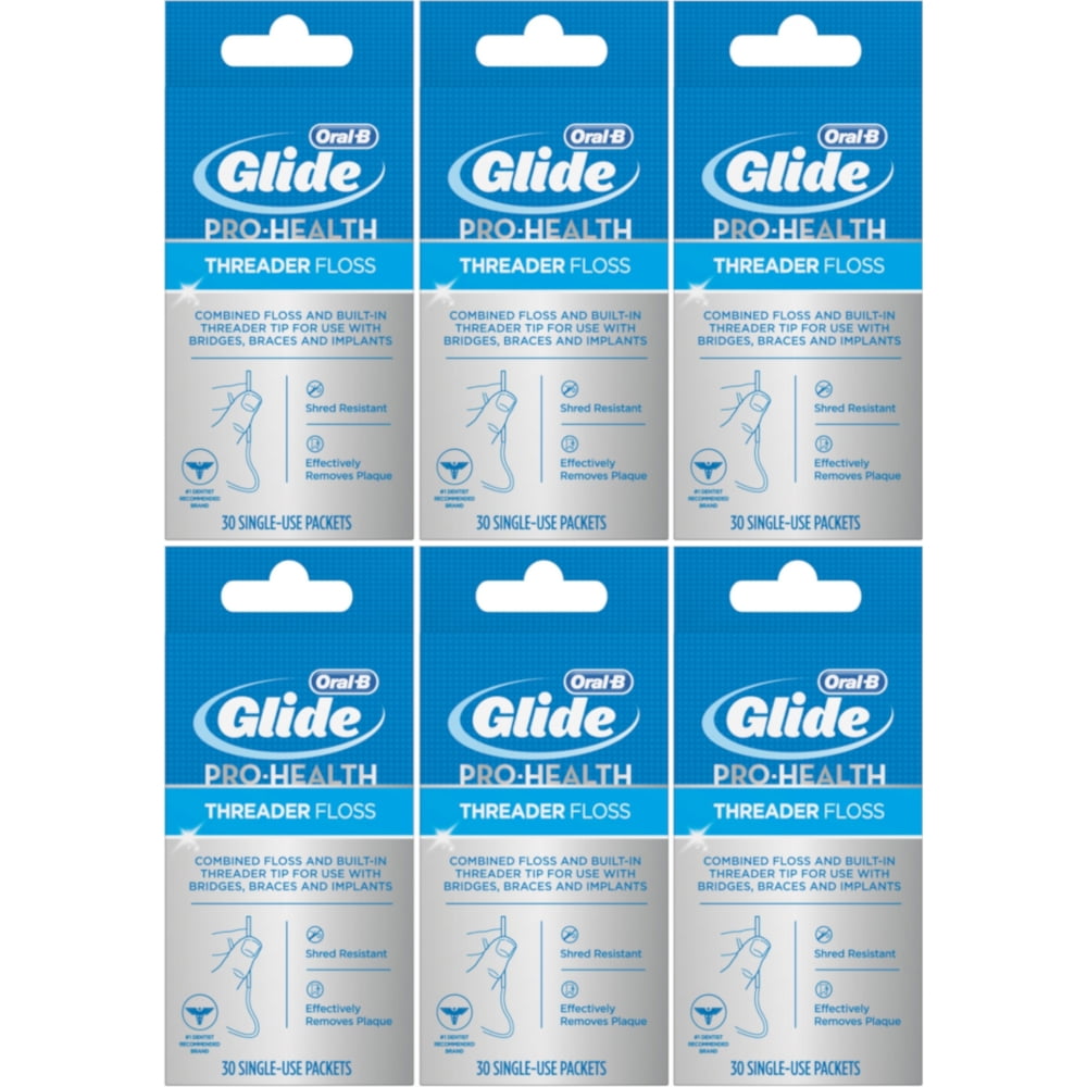 6 Pack OralB Glide ProHealth Threader Floss 30 Each