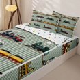 thumbnail image 3 of Manfei Vintage Train Zipper Twin Comforter Sets with Fitted Sheet and 2 Pillowcases,Green Line Pattern Zipper Bedding Set,Polkadot Reversible,4pcs, 3 of 8
